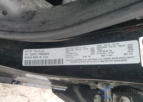 2021 Ram 1500 Rebel from USA, damaged, VIN 1C6SRFLT1MN594878